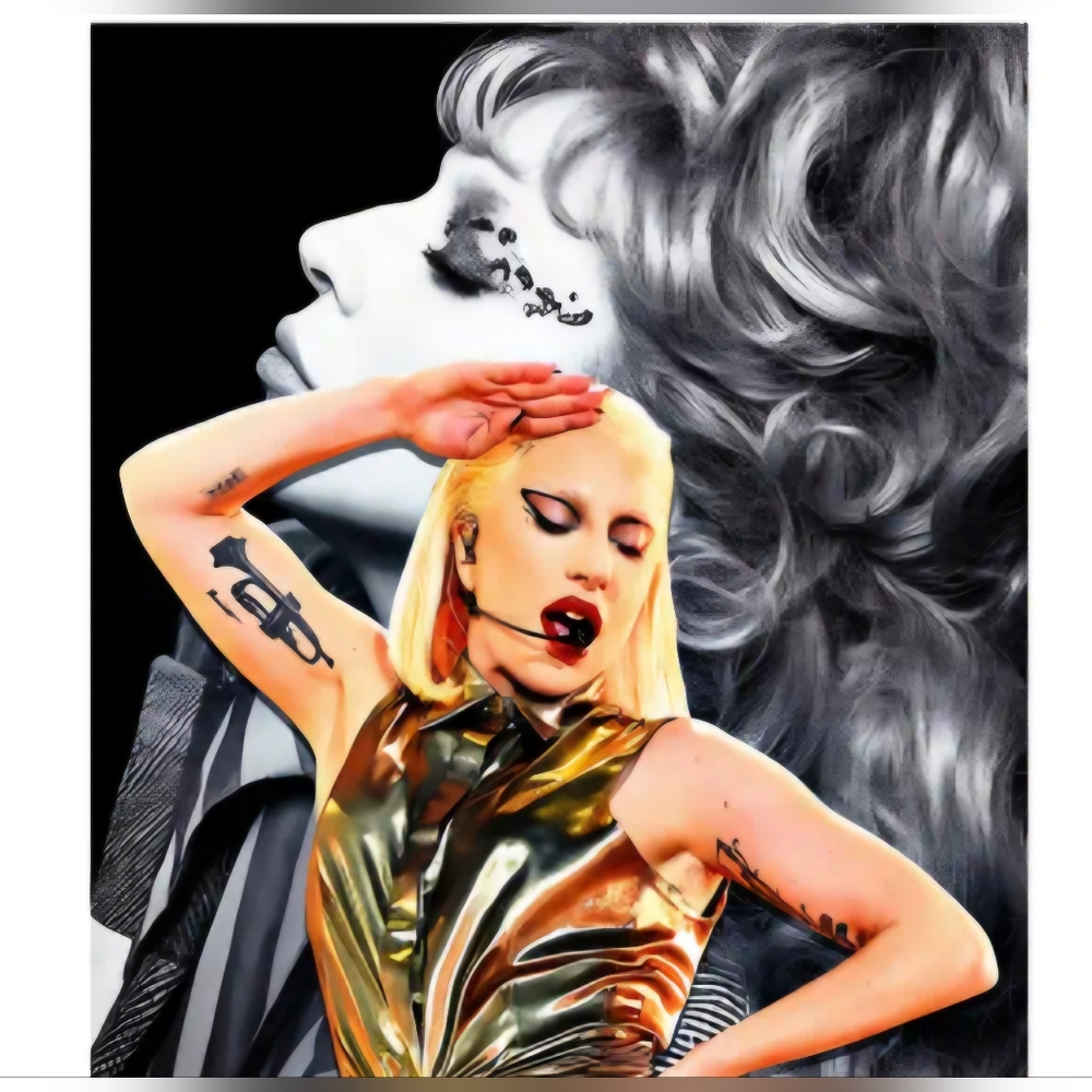 Gold and Black Lady Gaga  Canvas Art Print